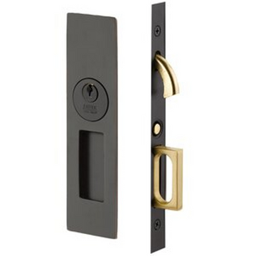 Emtek 2153 Narrow Modern Rectangular Pocket Door Mortise Lock (2" x 7-1/4") - Keyed